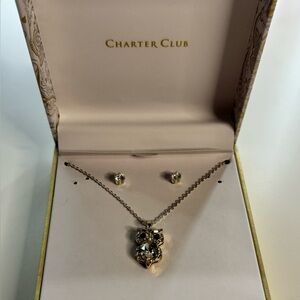 Charter Club Silver Owl Jewelry Set